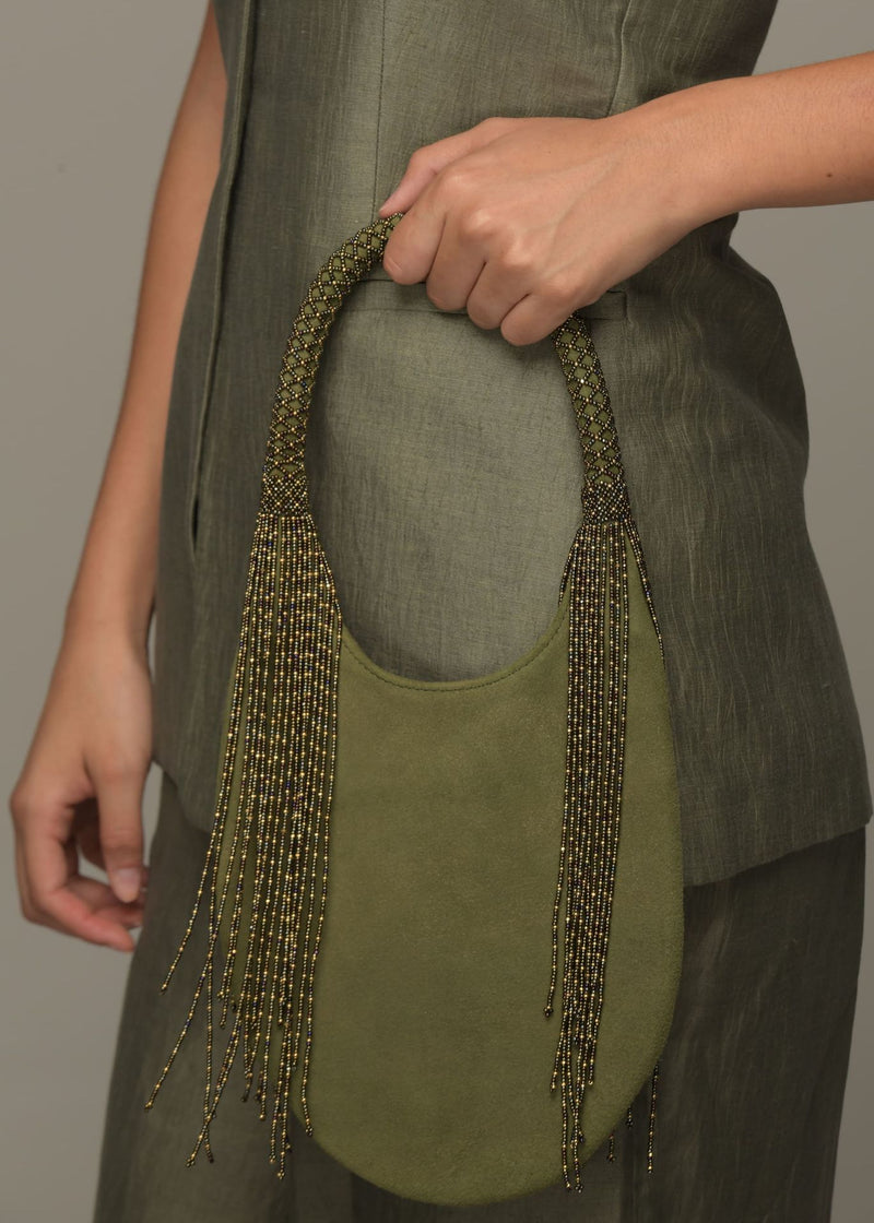 BOLSO HAIKURI ORO VERDE MILITAR PIEL VERDE