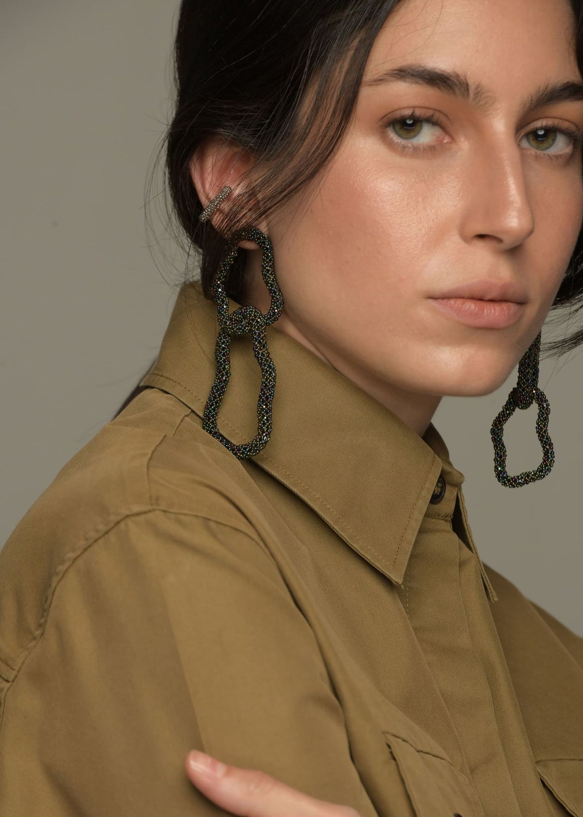 ARETES ESLABON KIPURI VERDE TORNASOL
