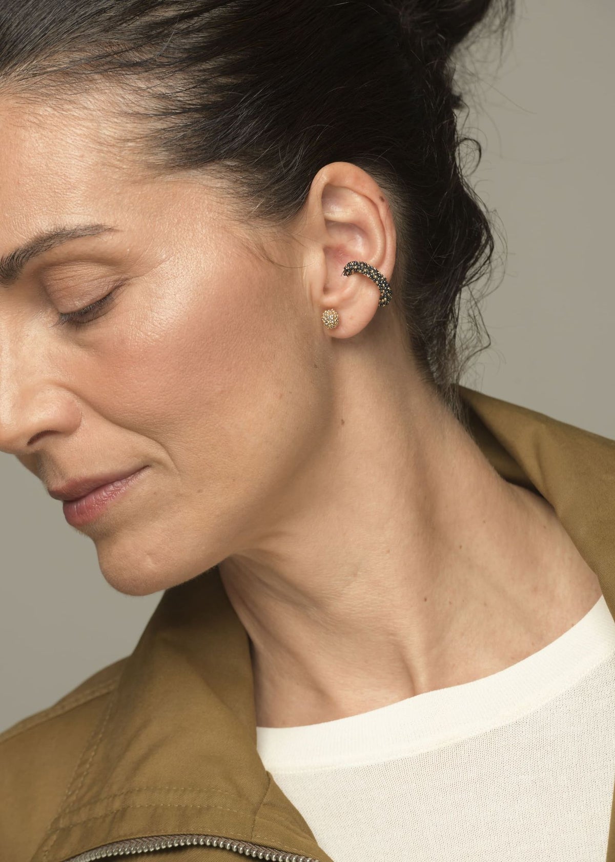 EARCUFF HUTA MARTHA ORO GRIS METALICO
