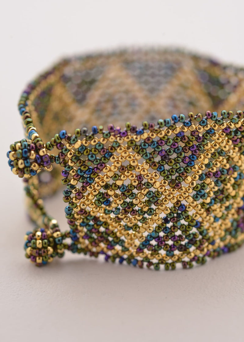 BRAZALETE MARTHA ORO VERDE TORNASOL