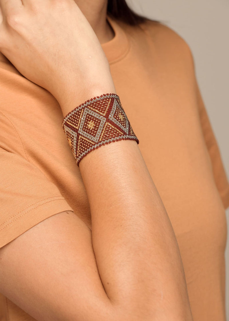 BRAZALETE HAIKA MARTHA ORO PLATINO ROJO CEREZA