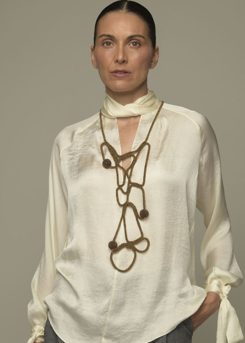 CHALECO TRAMA SATEL ORO IRIS COBRE