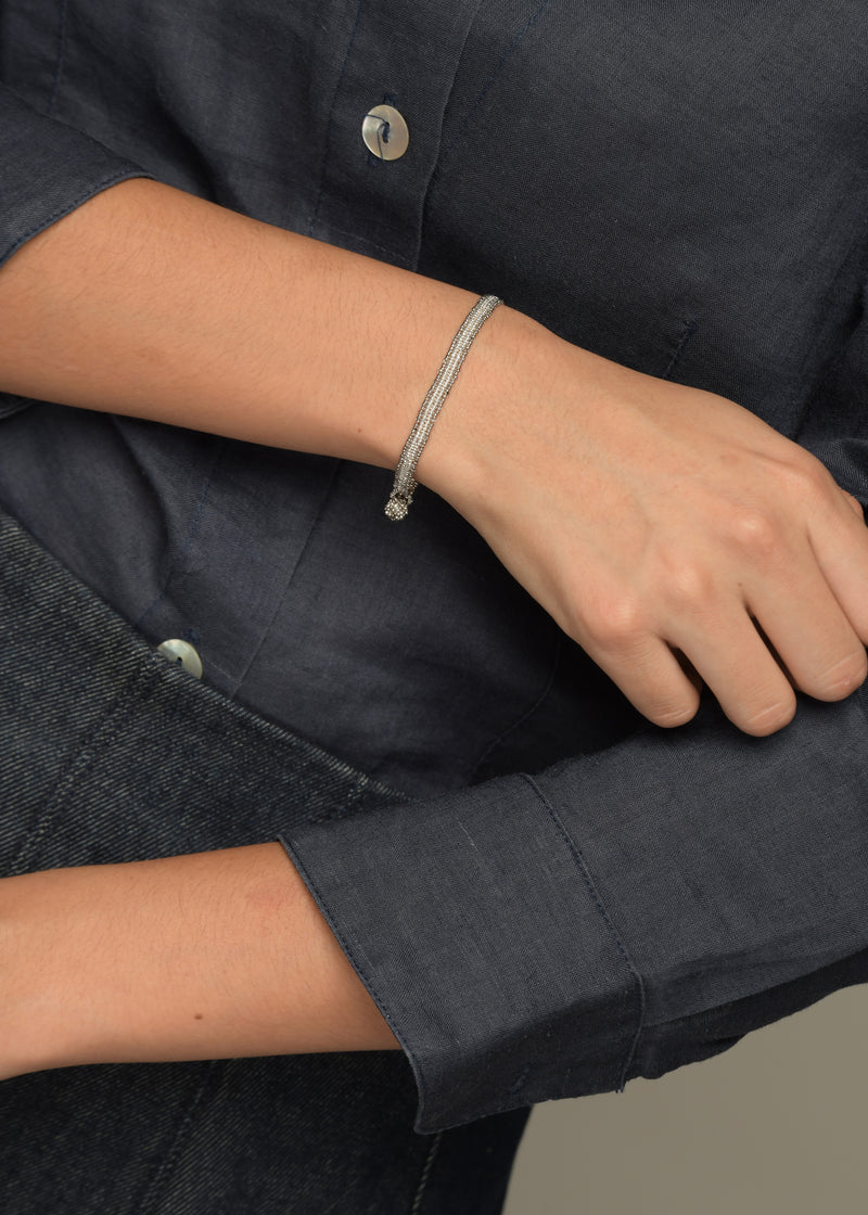 BRAZALETE HUTA LINEAL PLATA PLATINO