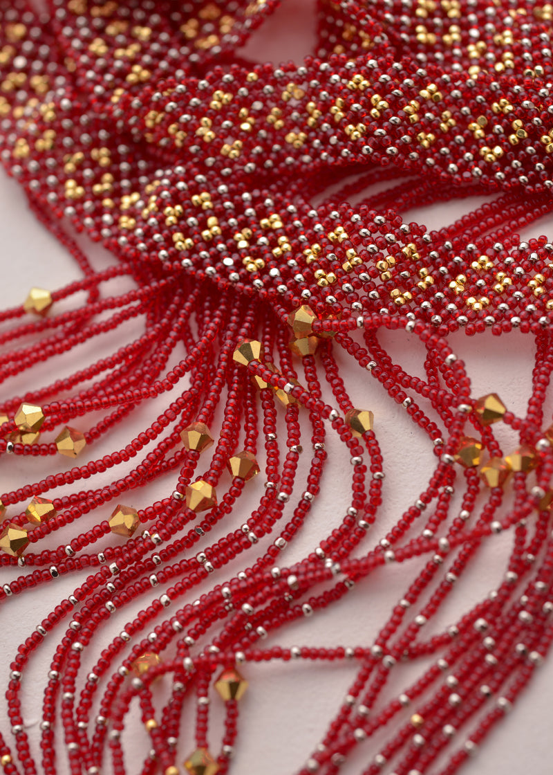 CINTILLA MARTHA ORO PLATINO ROJO CEREZA