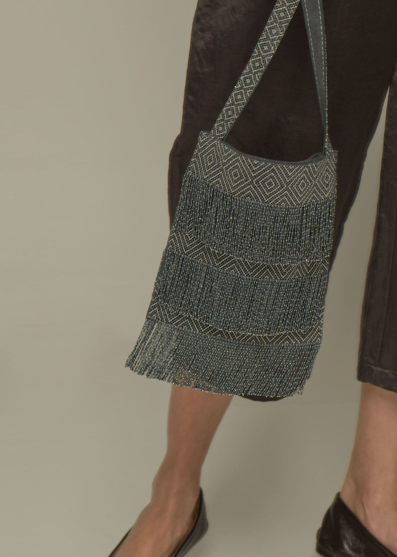 MORRAL TIRAS PLATINO GRIS METALICO