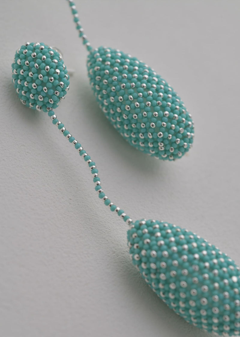 ARETES COLGANTES TAWARI PLATA AZUL TURQUESA