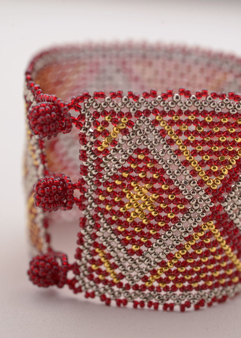 BRAZALETE HAIKA MARTHA ORO PLATINO ROJO CEREZA