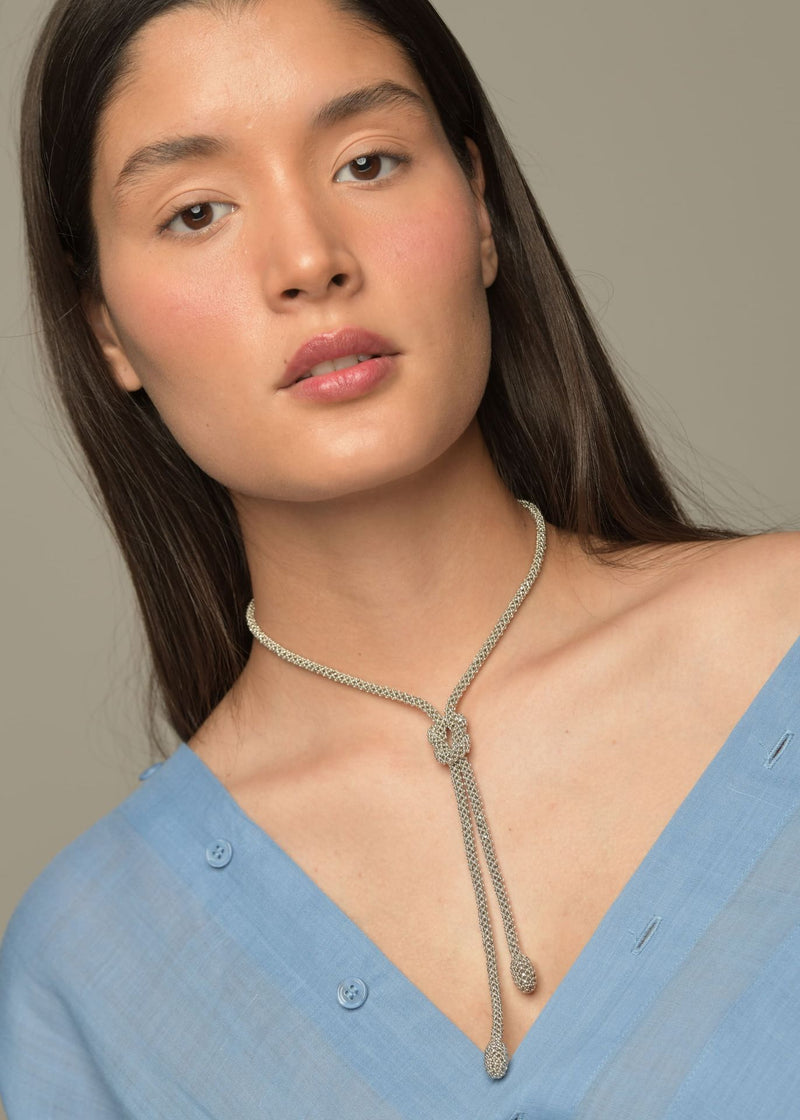 COLLAR NUDO TAWARI PLATA PLATINO