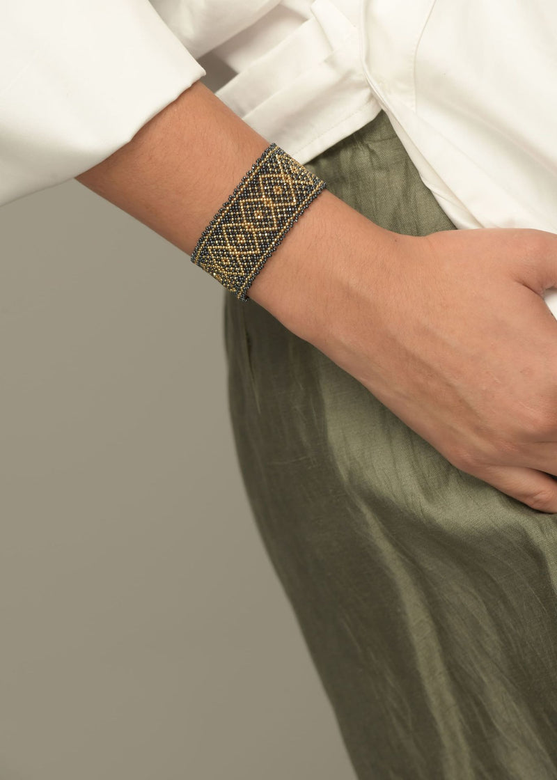 BRAZALETE MARTHA ORO GRIS METALICO