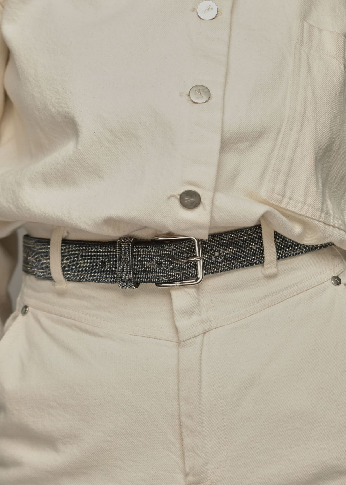 CINTURON PLATINO GRIS METALICO