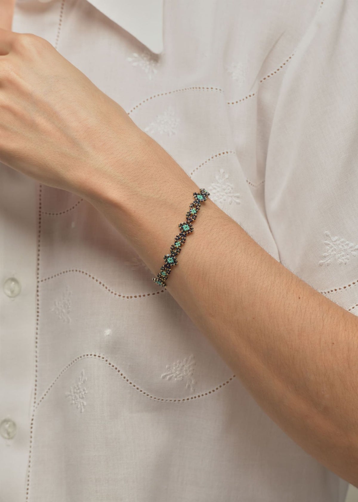 BRAZALETE OJO DE DIOS CADENA ORO AZUL ELECTRICO AZUL TURQUESA LUSTRE