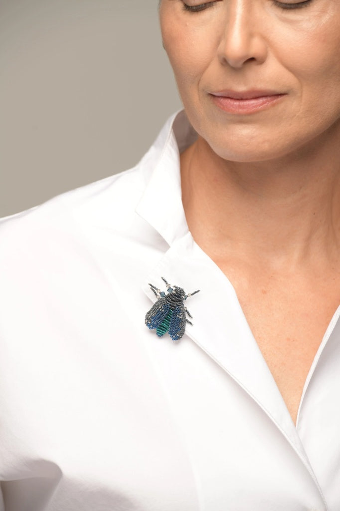 BROCHE MOSCA AZUL ELECTRICO