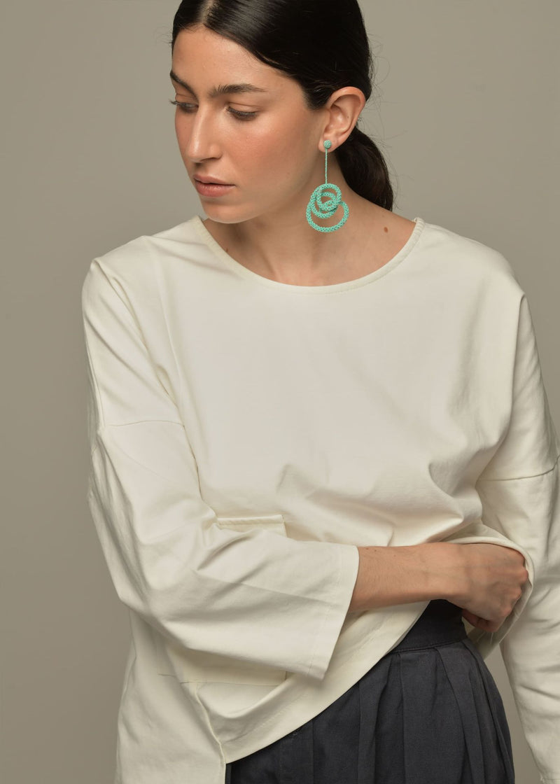 ARETES COLGANTES HAIKURI PLATA AZUL TURQUESA LUSTRE