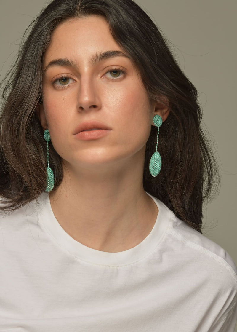 ARETES COLGANTES TAWARI PLATA AZUL TURQUESA