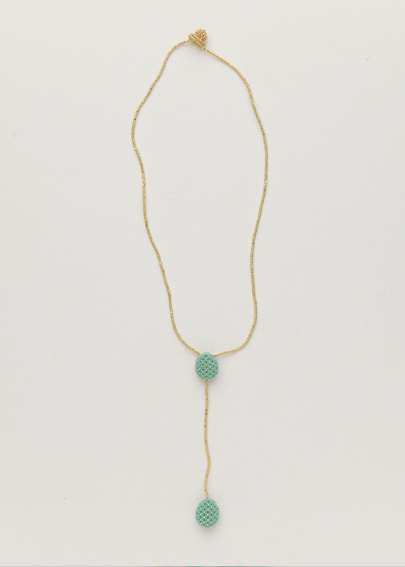 COLLAR DOS TAWARI ORO AZUL TURQUESA LUSTRE