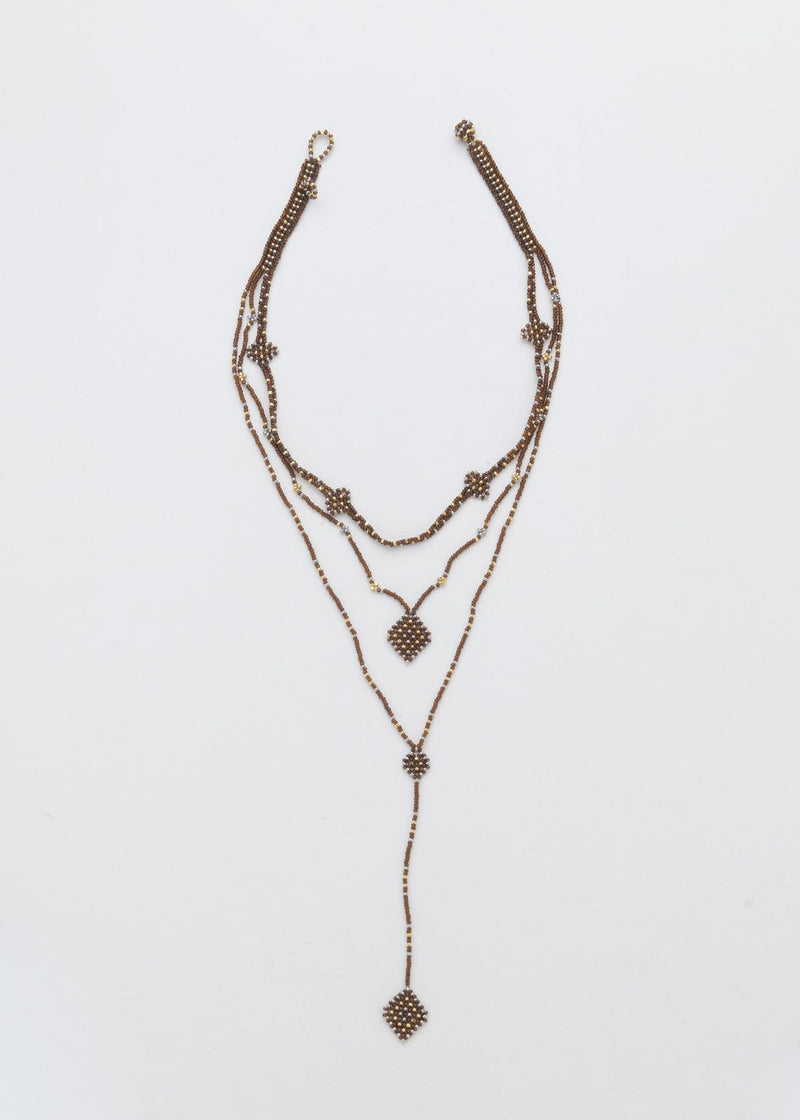 COLLAR WIXA LINEAL ORO PLATINO CAFE TRANSPARENTE
