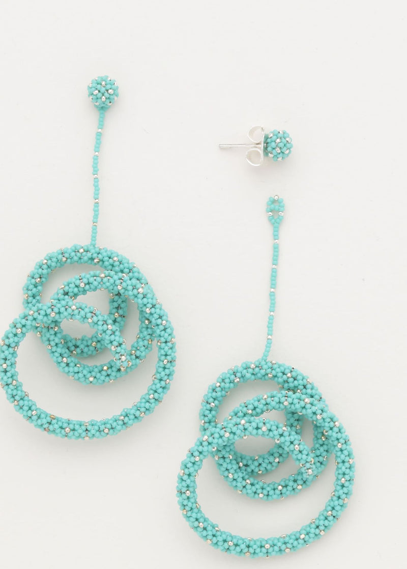 ARETES COLGANTES HAIKURI PLATA AZUL TURQUESA LUSTRE
