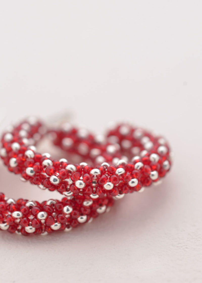 ARRACADAS HUTA KIPURI PLATA ROJO CEREZA
