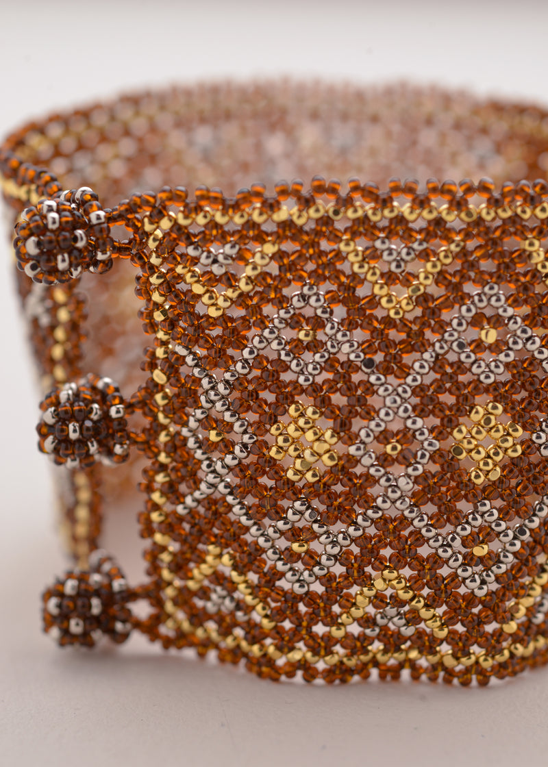BRAZALETE HAIKA MARTHA ORO PLATINO CAFE TRANSPARENTE