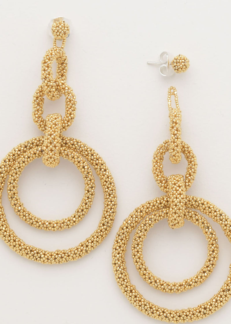 ARETES CINCO AROS CADENA ORO