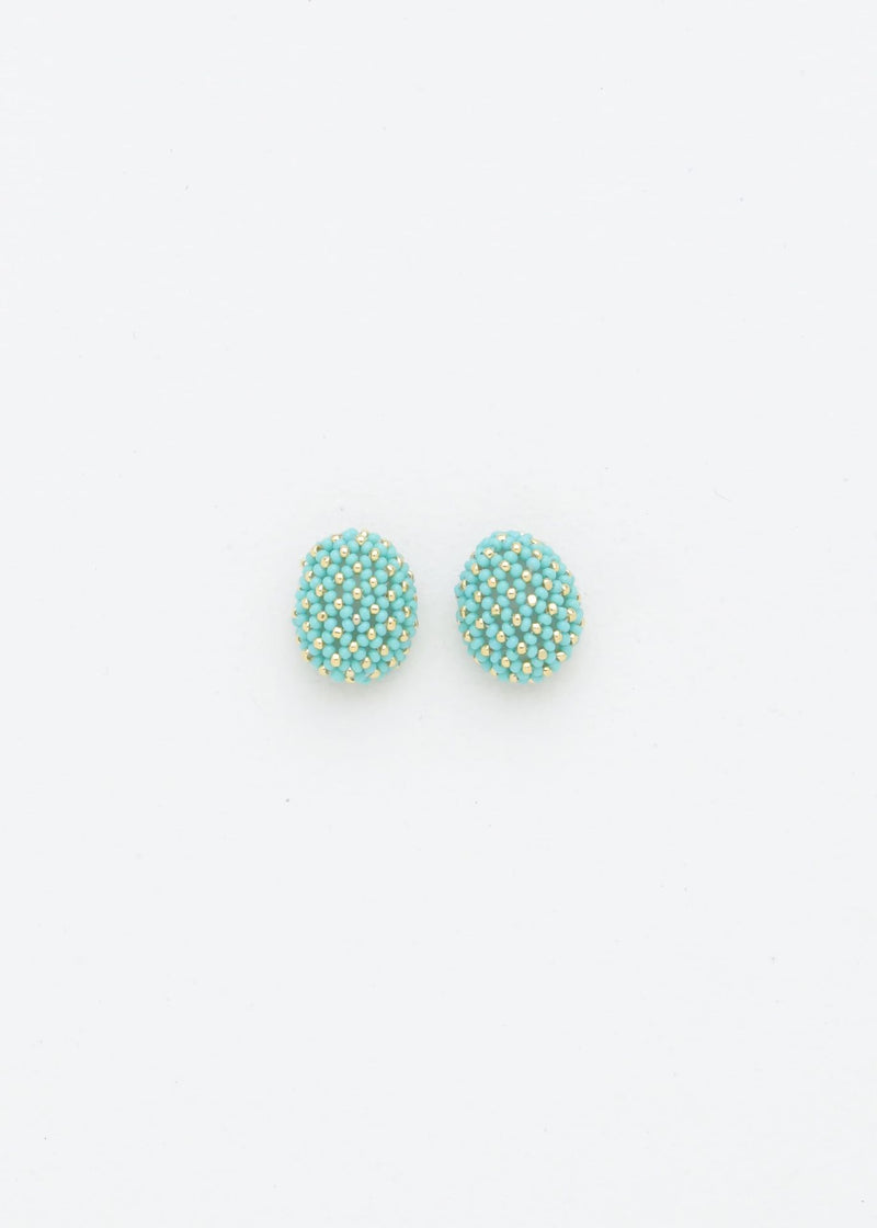 BROQUELES HUTA TAWARI ORO AZUL TURQUESA LUSTRE