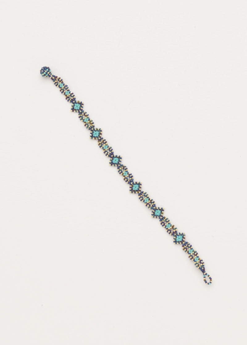 BRAZALETE OJO DE DIOS CADENA ORO AZUL ELECTRICO AZUL TURQUESA LUSTRE