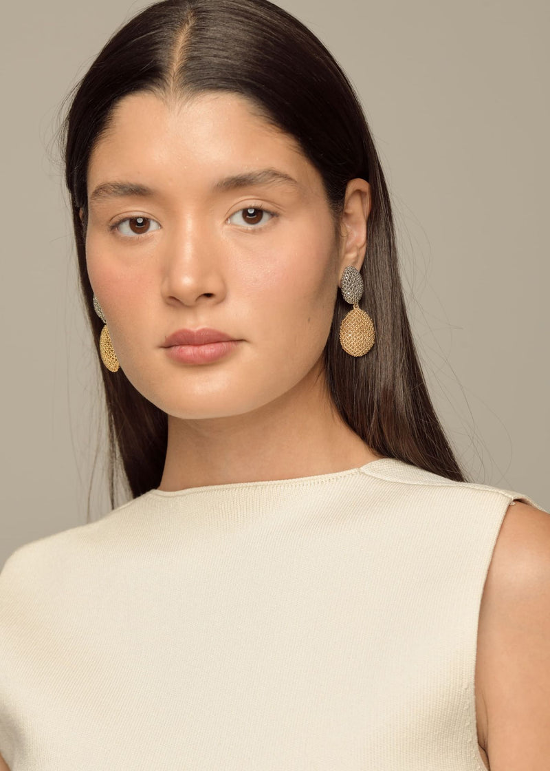 ARETES DOS TAWARI ORO PLATINO