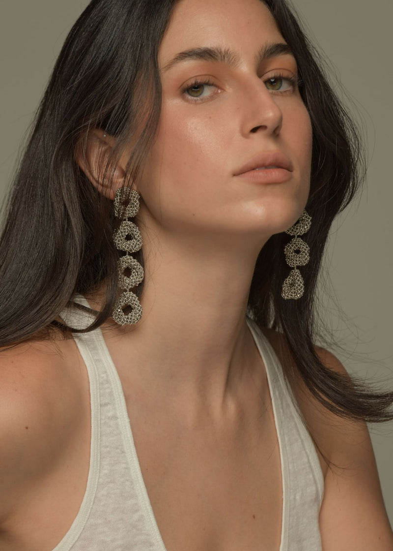 ARETES CUATRO HAIKURI PLATA PLATINO